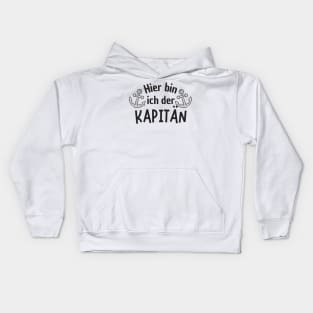 Hier bin ich der Kapitän Anker Segeln Segelboot Kids Hoodie